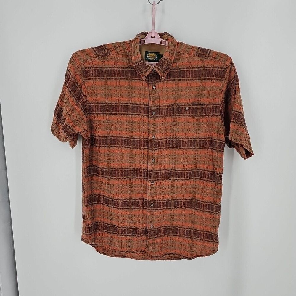 Cabela's Men's 100% Cotton S/S "Outdoor‎ Gear" Rust, Brown Check Shirt Size L/T - Picture 3 of 7